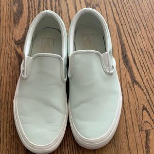 Vans classic slip on leather in sea foam blue